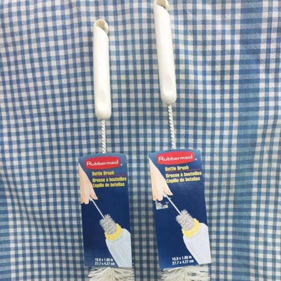 2 Rubbermaid G121 Bottle Brushes White Handles - Picture 1 of 7